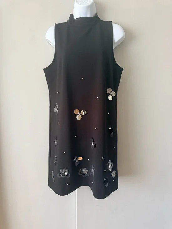 On 34th Sleeveless Black Sequin-Embellished Mini Dress - Picture 4 of 6